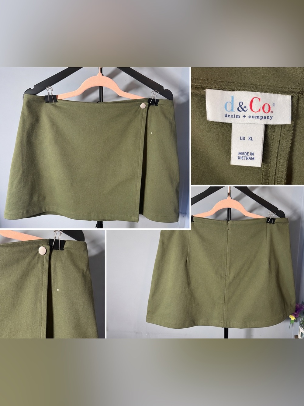 Denim & Co. Olive Green Wrap Skort – Size XL – NWT